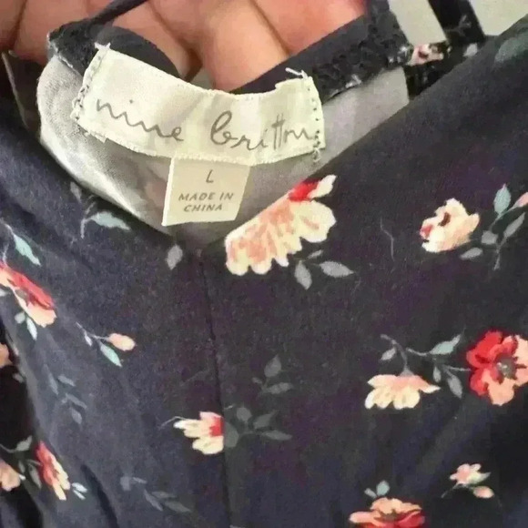 NINE BRITTON Willow Brushed Maxi Dress ~ L ~ Navy Floral ~ NWT! - Picture 5 of 9